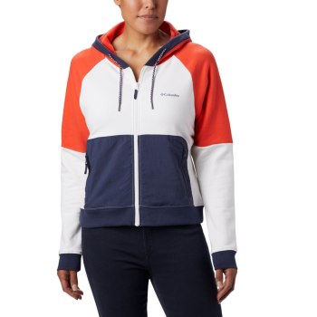 Columbia Ženske Majice S Kapuljačom - Lodge II Full Zip Bijele Tamnoplave | PZFU-29416